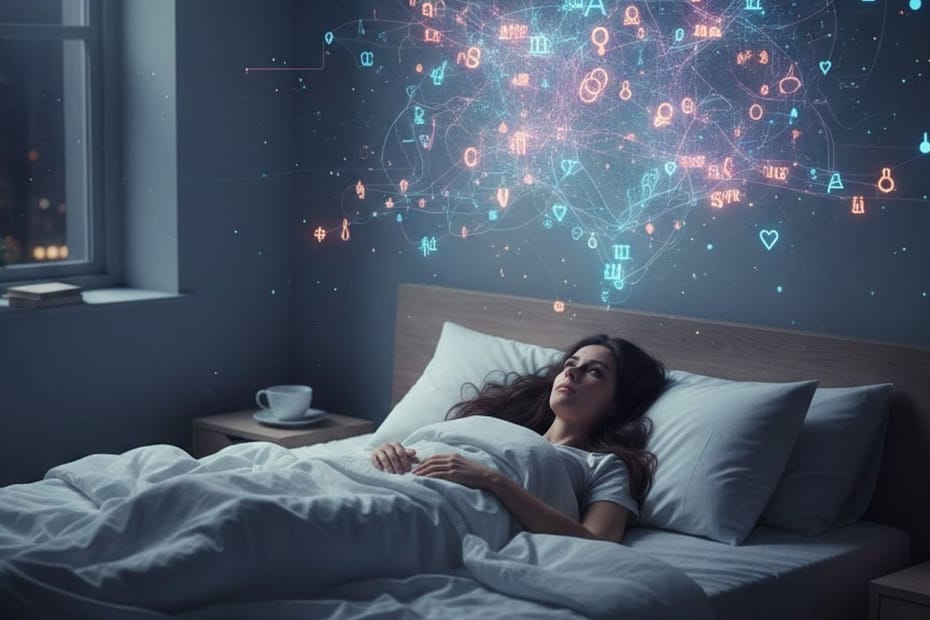 cerveau qui ne s’arrête jamais la nuit chez une femme épuisée